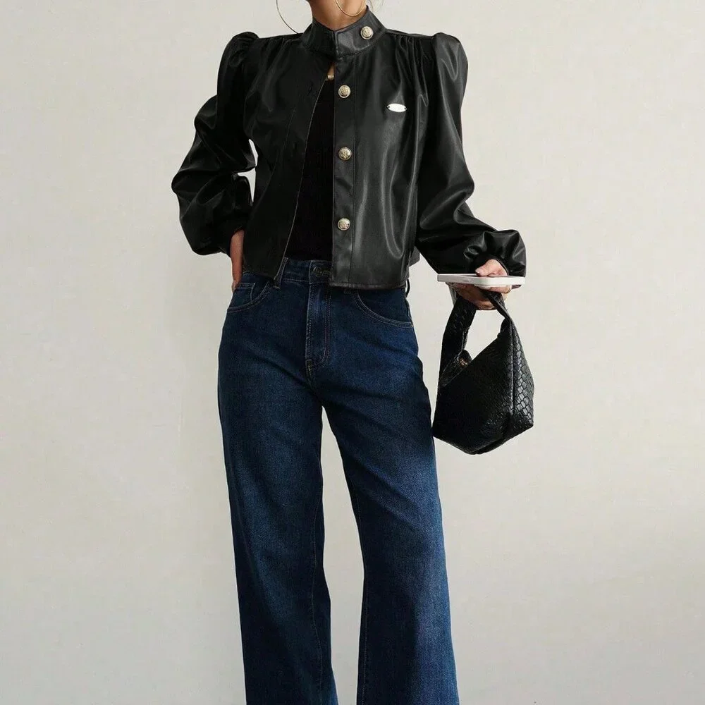 Black Casual Women Long Sleeve Buttoned Shirt - Picture 5 of 6